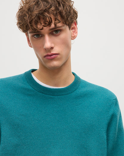 JOHNSTONS OF ELGIN MENS RORY CREW CLASSIC JUMPER GREEN 100% CASHMERE KAP05471SC4720XS