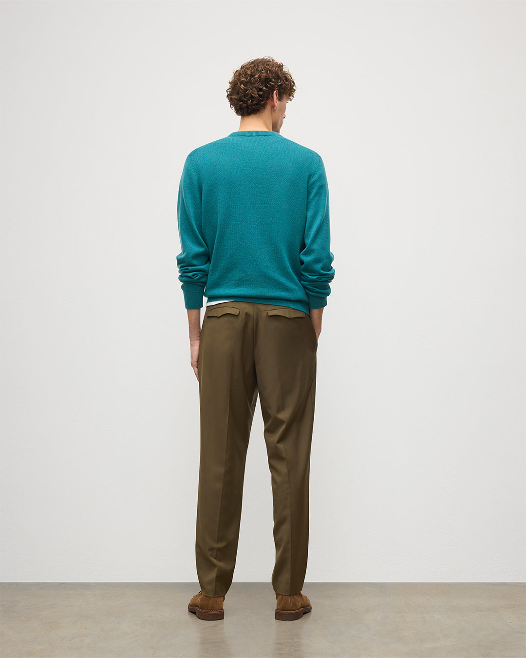 JOHNSTONS OF ELGIN MENS RORY CREW CLASSIC JUMPER GREEN 100% CASHMERE KAP05471SC4720XS