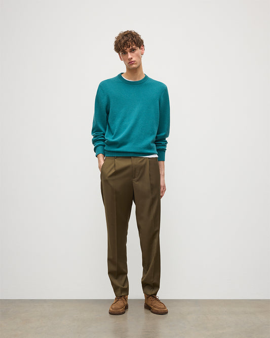 JOHNSTONS OF ELGIN MENS RORY CREW CLASSIC JUMPER GREEN 100% CASHMERE KAP05471SC4720XS