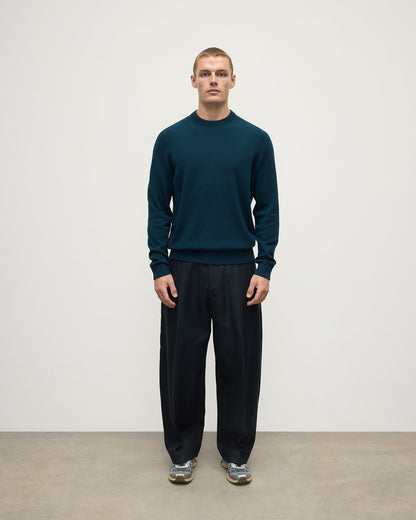 Johnstons of Elgin AW25 Men's Knitwear Bottle Green Classic Cashmere Green Round Neck Jumper KAP05471SC7341