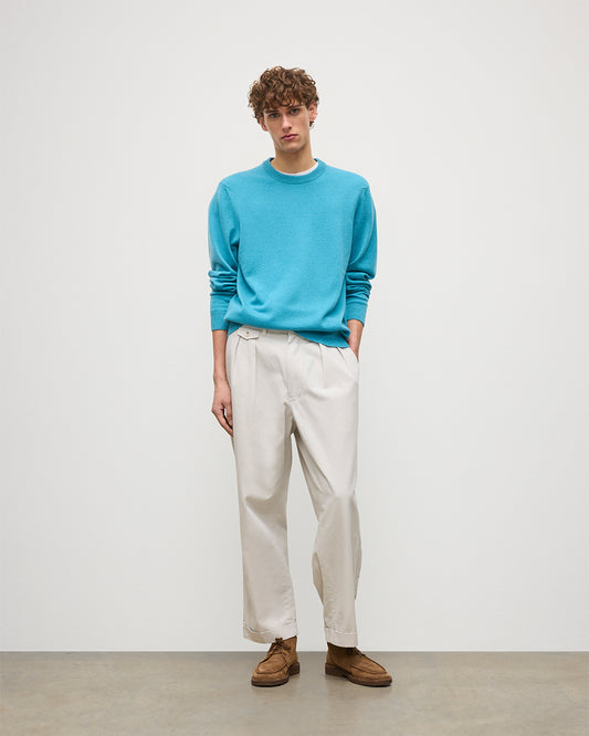 JOHNSTONS OF ELGIN MENS RORY CREW CLASSIC JUMPER BLUE 100% CASHMERE KAP05471SD5327