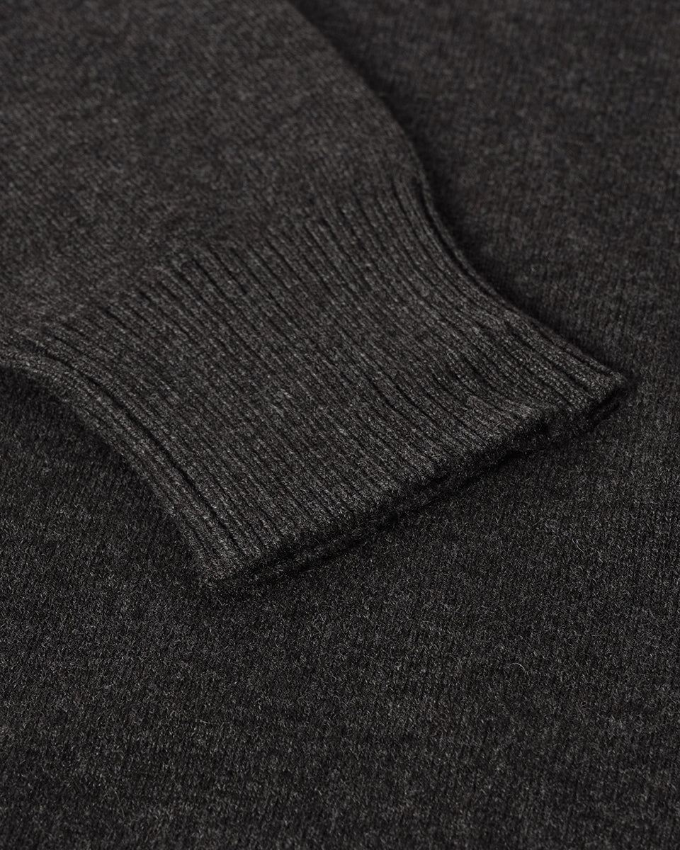 Johnstons of Elgin AW25 Men's Knitwear Charcoal Relaxed Milano Stitch Camel Jumper KAP05486HA7165