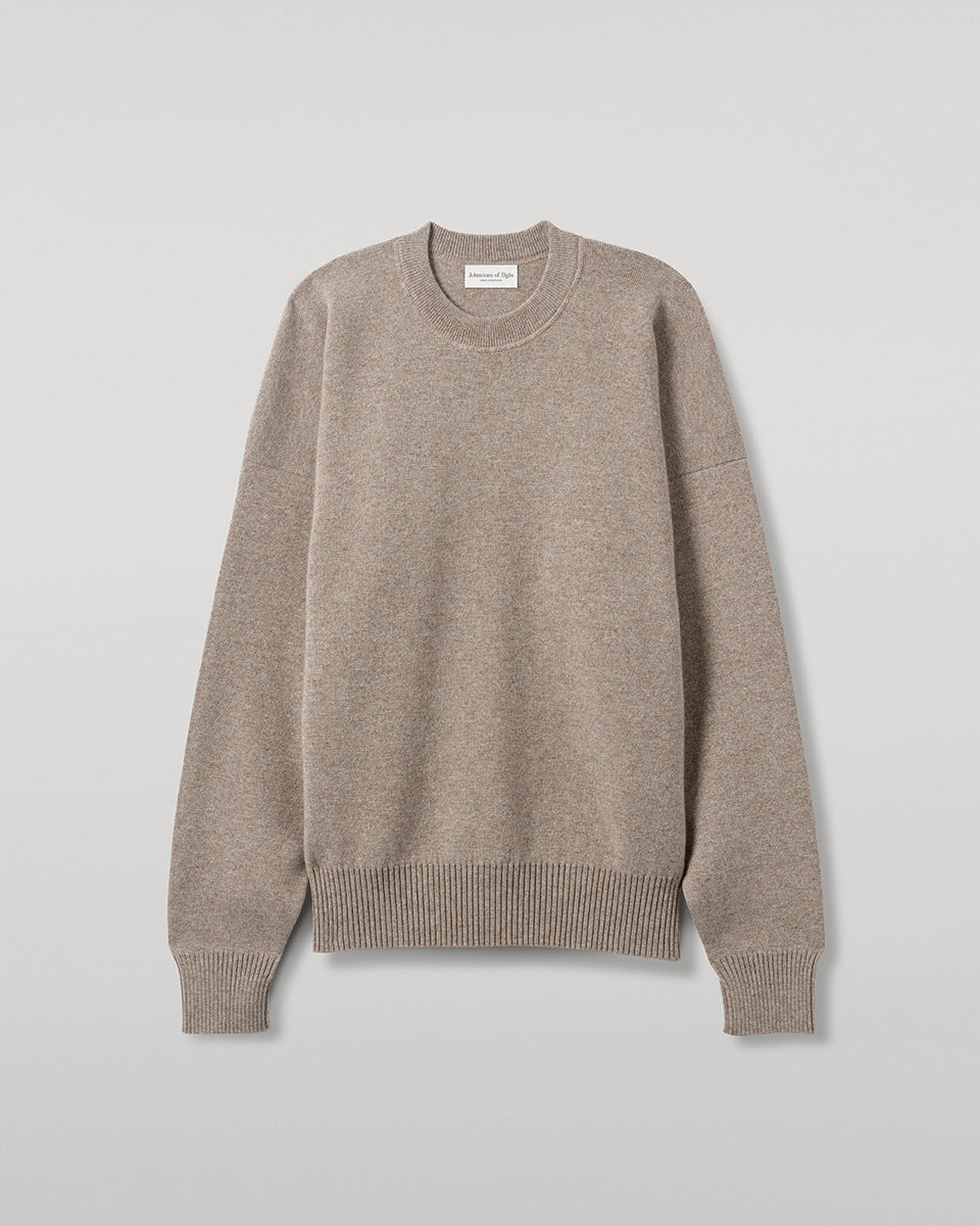 Johnstons of Elgin AW25 Men's Knitwear Ash Relaxed Milano Stitch Brown Jumper KAP05486HB4334