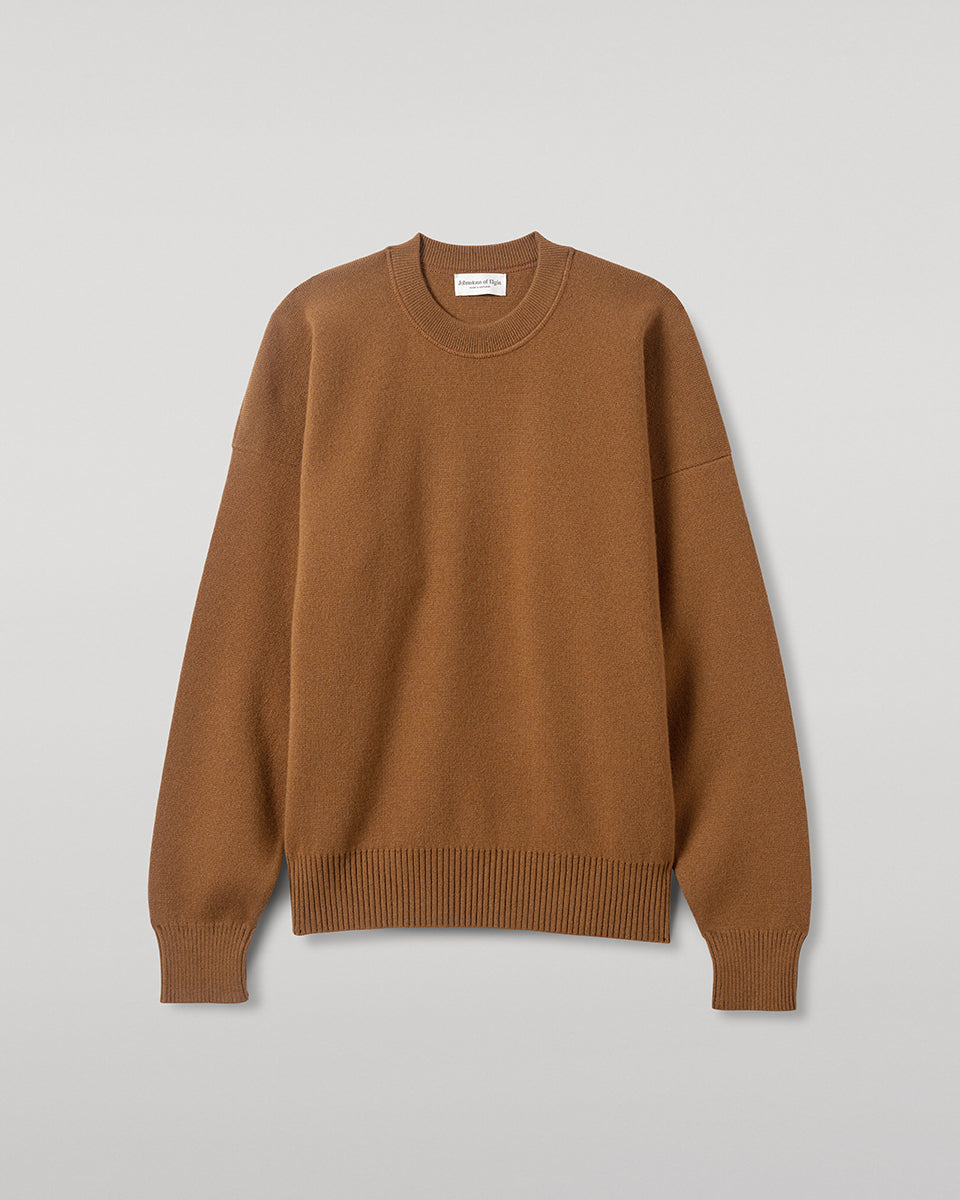Johnstons of Elgin AW25 Men's Knitwear Dark Camel Relaxed Milano Stitch Camel Jumper KAP05486SB4620