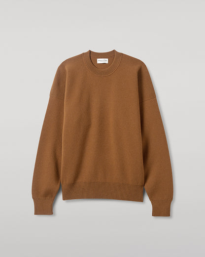 Johnstons of Elgin AW25 Men's Knitwear Dark Camel Relaxed Milano Stitch Camel Jumper KAP05486SB4620