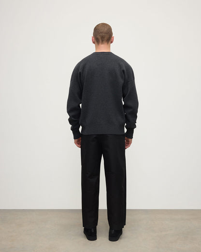 Johnstons of Elgin AW25 Men's Knitwear Charcoal Relaxed Milano Stitch Camel Jumper KAP05486HA7165