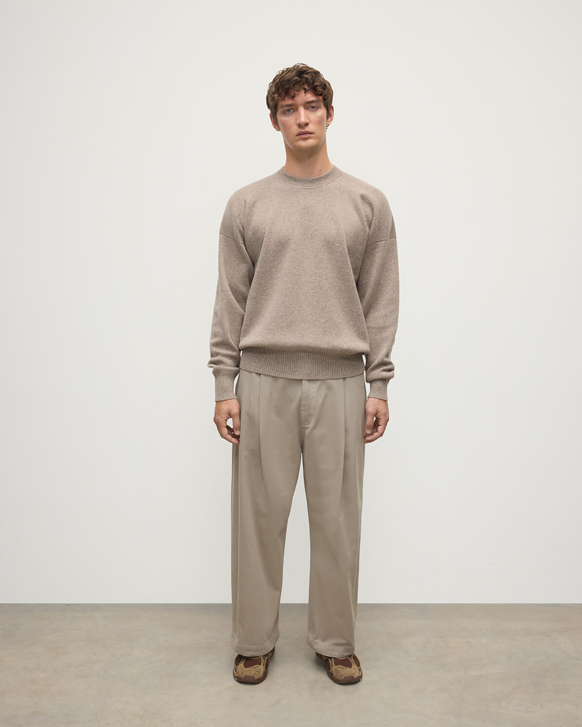 Johnstons of Elgin AW25 Men's Knitwear Ash Relaxed Milano Stitch Brown Jumper KAP05486HB4334