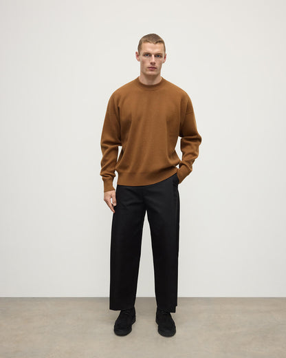 Johnstons of Elgin AW25 Men's Knitwear Dark Camel Relaxed Milano Stitch Camel Jumper KAP05486SB4620