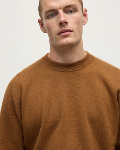 Johnstons of Elgin AW25 Men's Knitwear Dark Camel Relaxed Milano Stitch Camel Jumper KAP05486SB4620