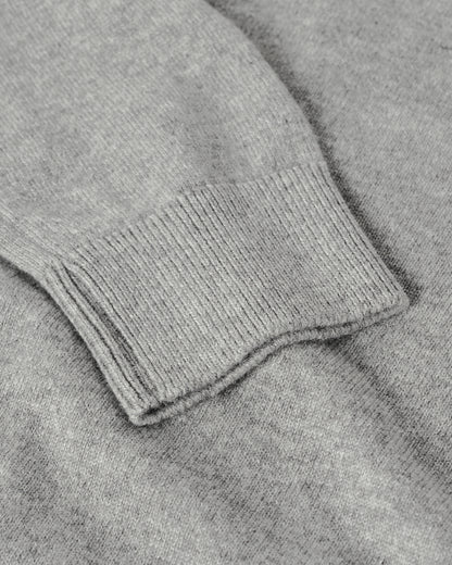 Johnstons of Elgin AW25 Women's Knitwear Light Grey Classic Cashmere Grey Round Neck Jumper Close Up KAP05572HA0308