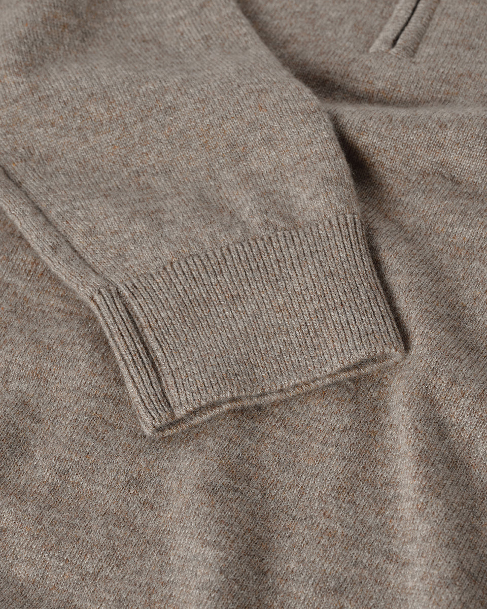 Johnstons of Elgin AW25 Men's Knitwear Ash Classic Cashmere Brown Zip Neck Jumper KAP05695HB4334