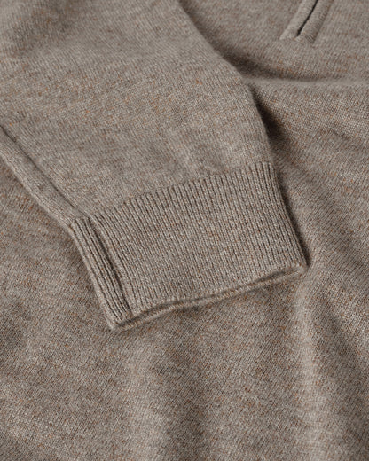 Johnstons of Elgin AW25 Men's Knitwear Ash Classic Cashmere Brown Zip Neck Jumper KAP05695HB4334