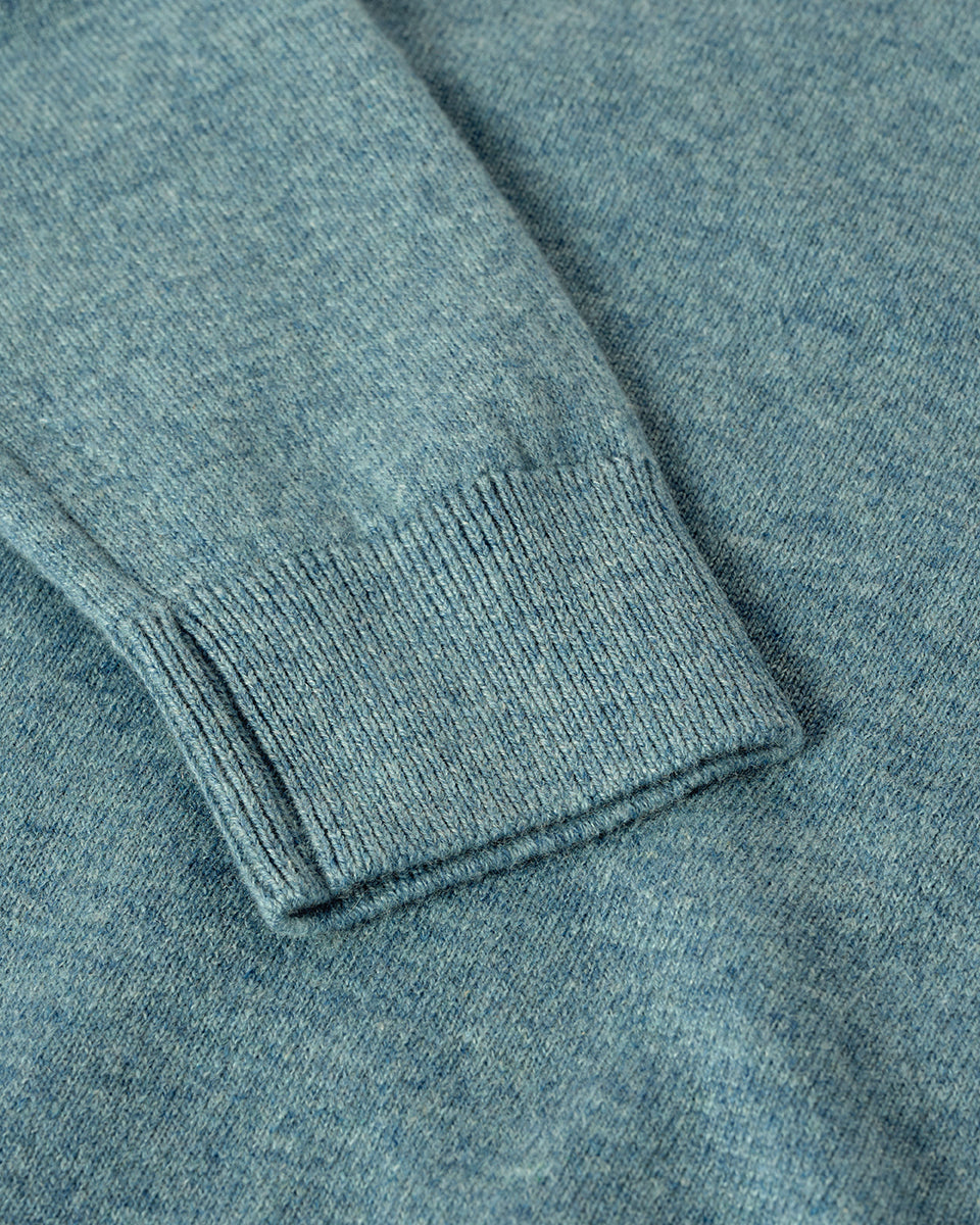 Johnstons of Elgin AW25 Women's Knitwear Seascape Classic Cashmere Green Round Neck Jumper Close Up  KAP05572HC0038