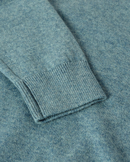 Johnstons of Elgin AW25 Women's Knitwear Seascape Classic Cashmere Green Round Neck Jumper Close Up  KAP05572HC0038