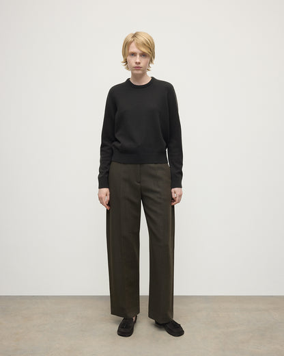 Johnstons of Elgin Women's Cashmere Dark Grey Round Neck Sweater KAP05572SC7330