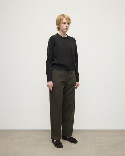 Johnstons of Elgin Women's Cashmere Dark Grey Round Neck Sweater KAP05572SC7330