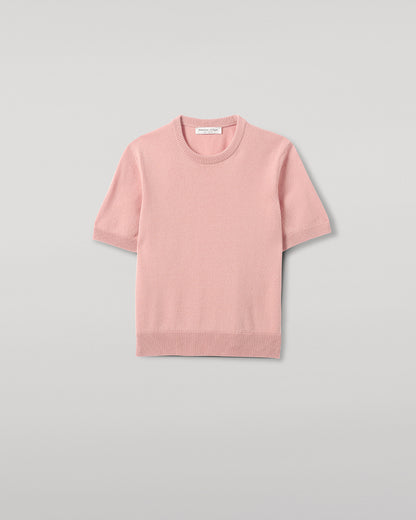 Johnstons of Elgin AW25 Women's Knitwear Nude Classic Cashmere Pink T-shirt Details KAP05574SE0740