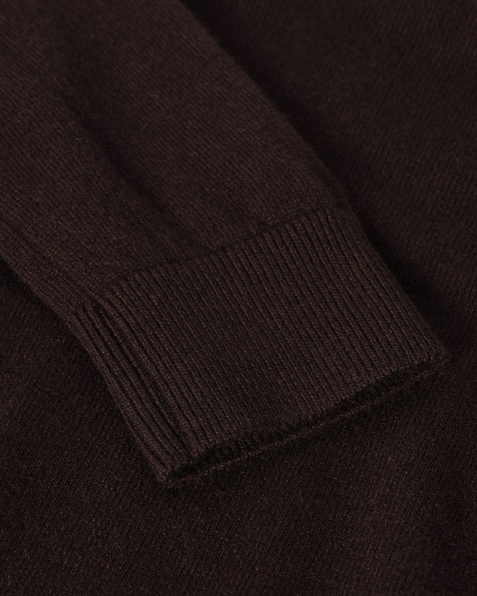 Johnstons of Elgin AW25 Women's Knitwear Molasses Classic Cashmere Brown V Neck Jumper KAP05575SB7290