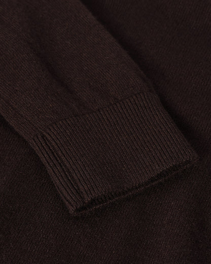 Johnstons of Elgin AW25 Women's Knitwear Molasses Classic Cashmere Brown V Neck Jumper KAP05575SB7290