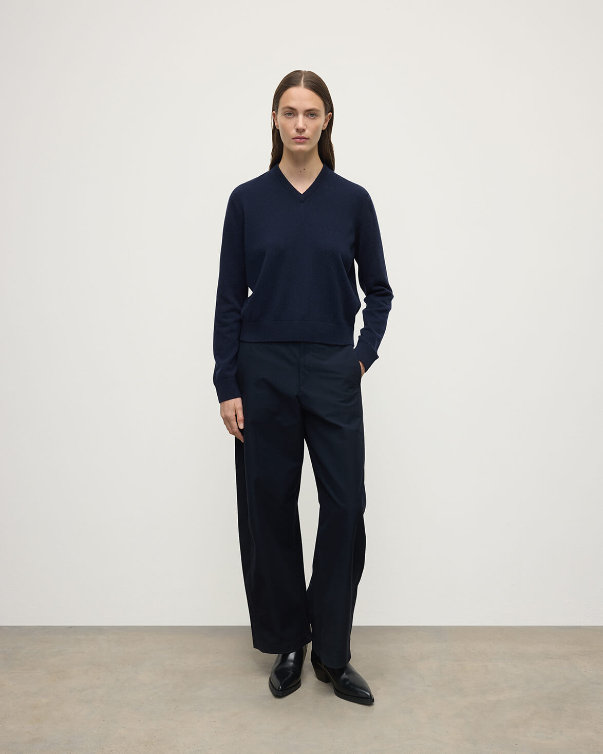 Cashmere Dark V Neck Jumper