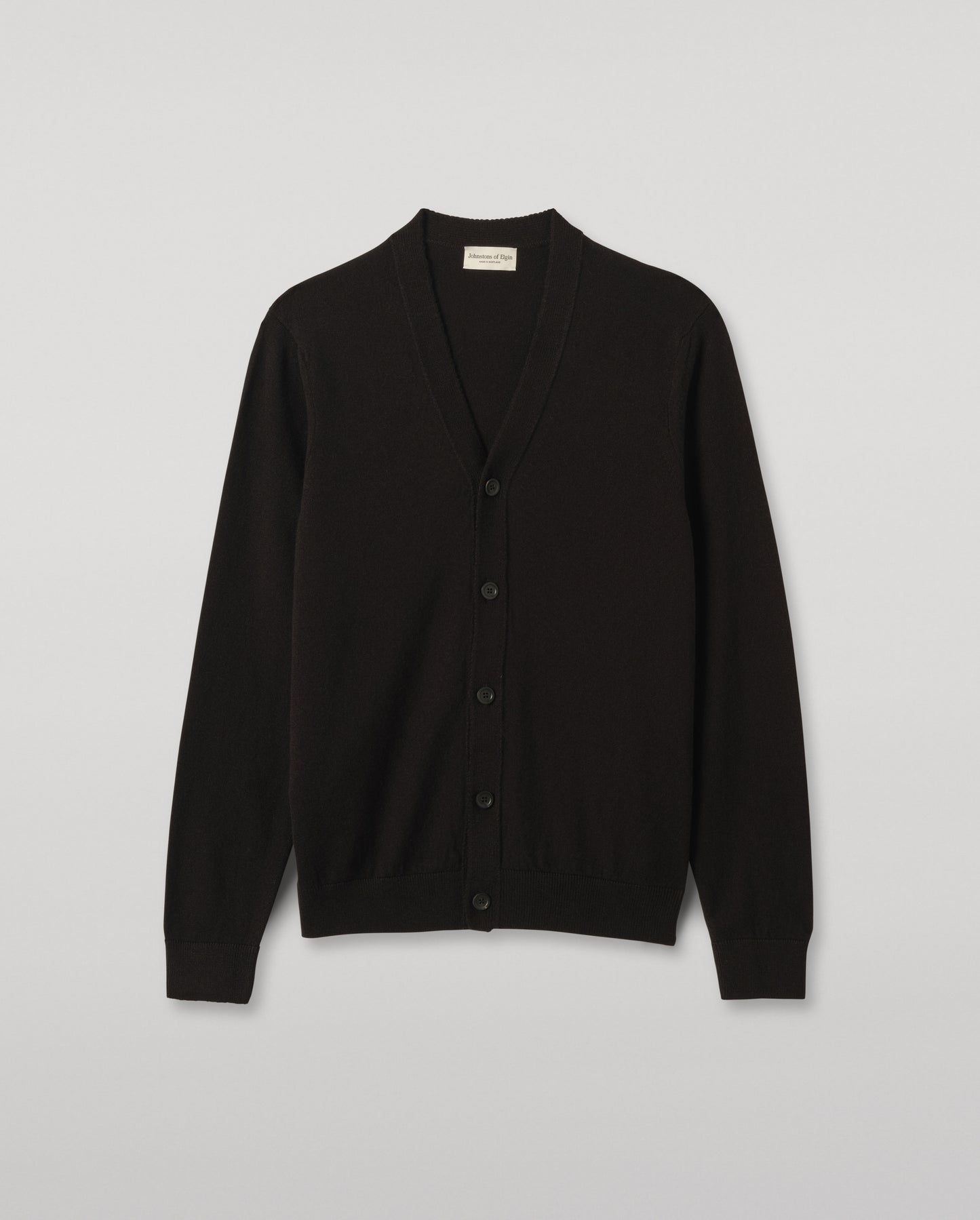 Johnstons of Elgin Men's Knitwear Black Classic Cashmere Black Cardigan KAP05576SA7210