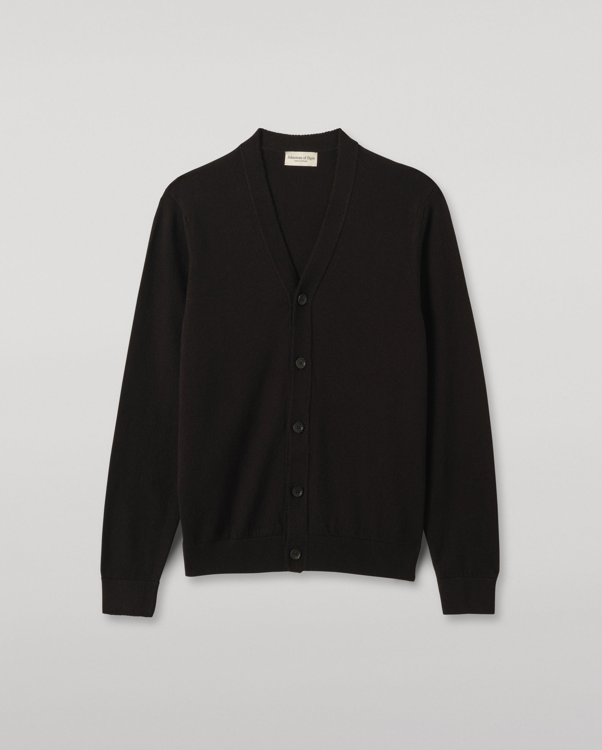 Johnstons of Elgin Men's Knitwear Black Classic Cashmere Black Cardigan KAP05576SA7210