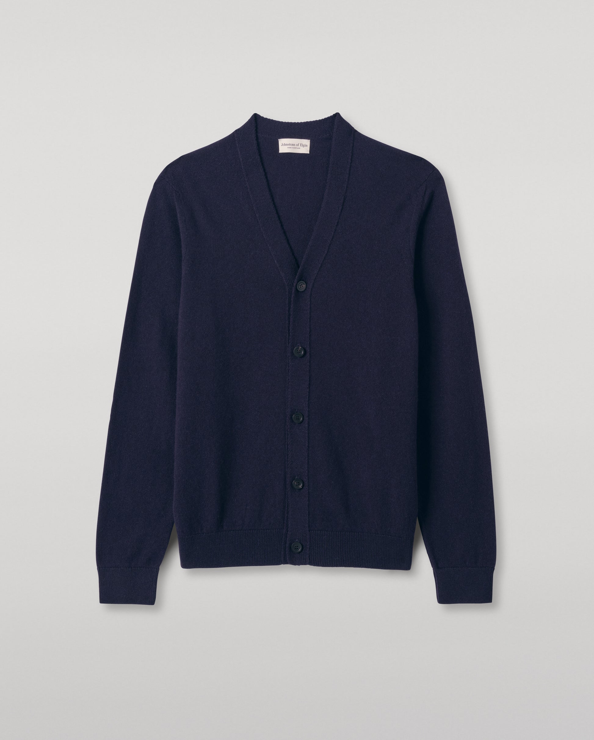 Johnstons of Elgin Men's Knitwear Dark Navy Classic Cashmere Navy Cardigan KAP05576SD7666