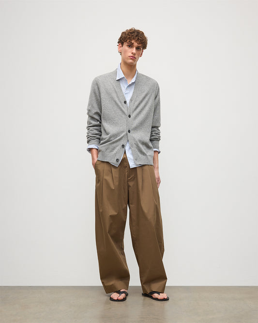 JOHNSTONS OF ELGIN MENS RORY VEE NECK CLASSIC CARDIGAN GREY 100% CASHMERE KAP05471SE5325