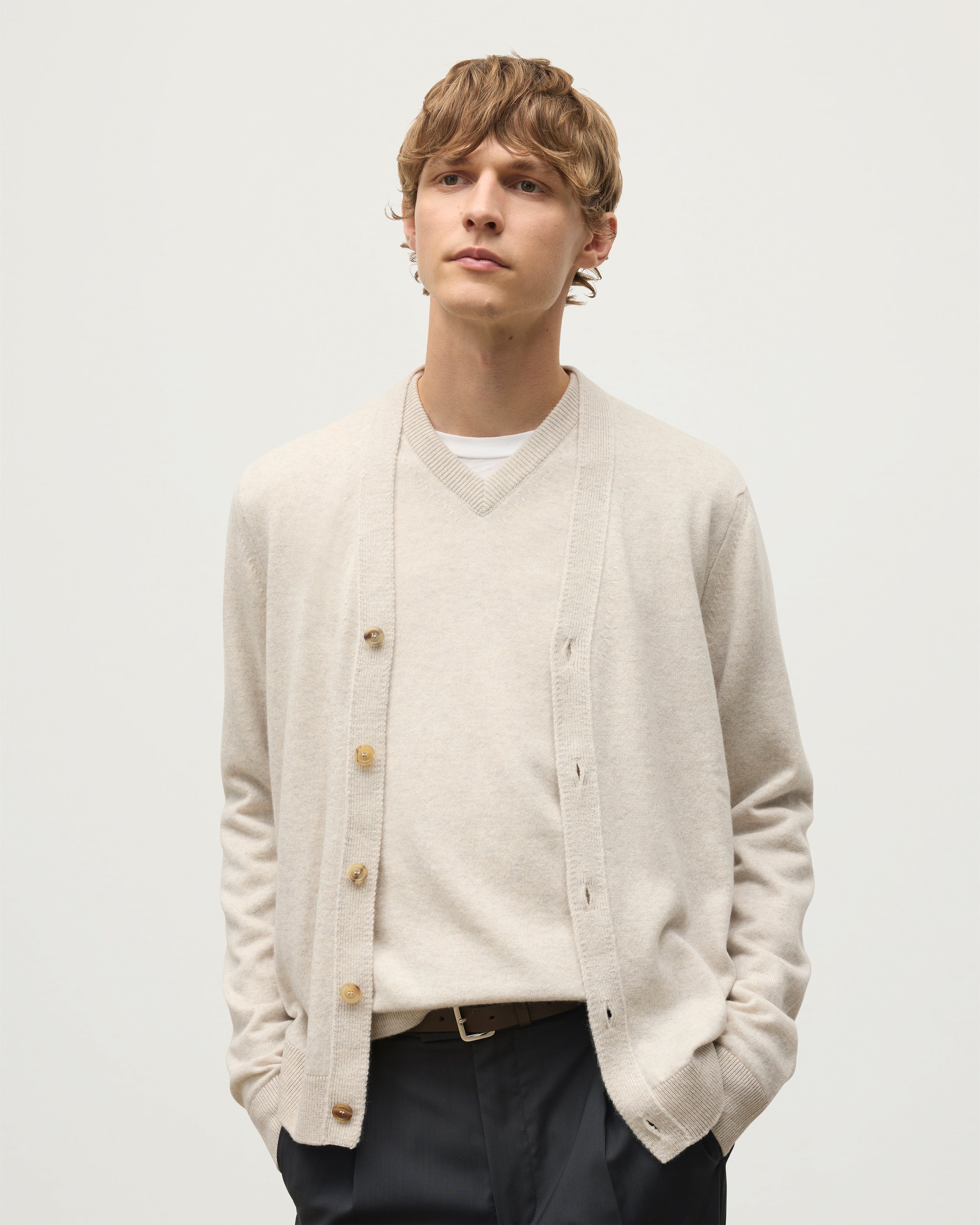 Rory Natural Classic Cashmere Cardigan | Scottish Luxury Cashmere