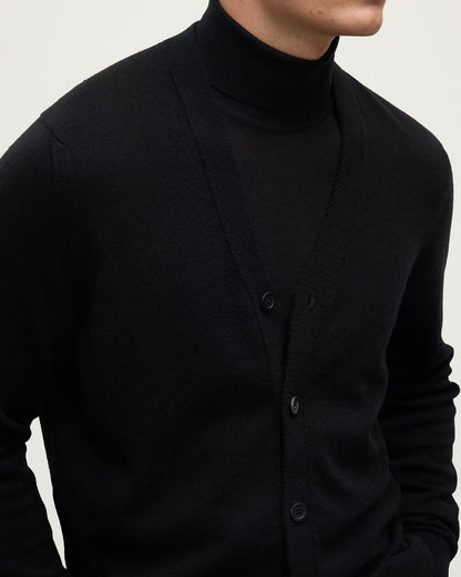 Johnstons of Elgin AW25 Men's Knitwear Black Classic Cashmere Black Cardigan KAP05576SA7210