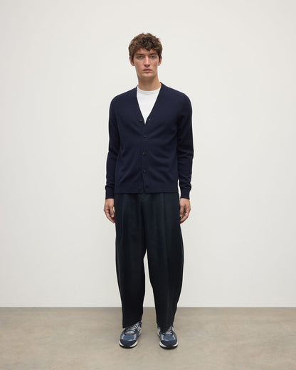 Johnstons of Elgin AW25 Men's Knitwear Dark Navy Classic Cashmere Navy Cardigan KAP05576SD7666