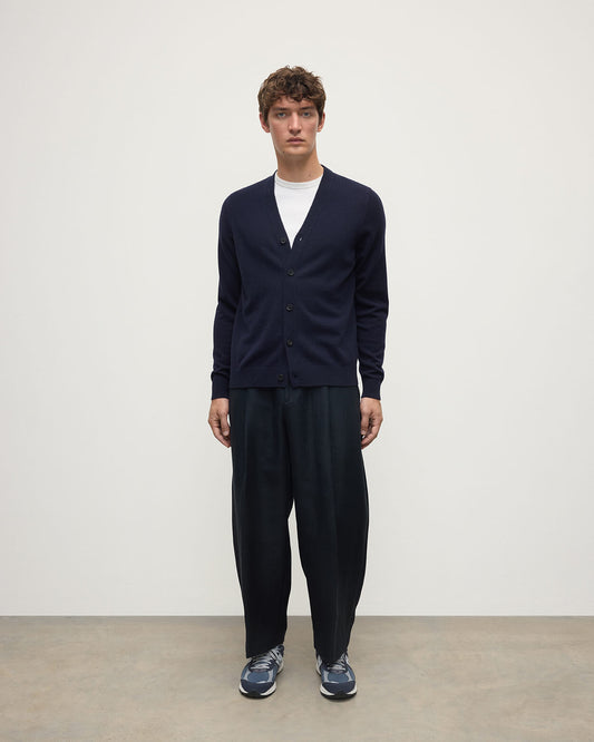 Johnstons of Elgin AW25 Men's Knitwear Dark Navy Classic Cashmere Navy Cardigan KAP05576SD7666