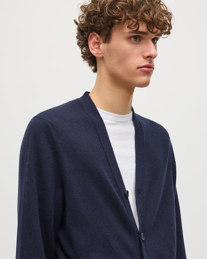 Johnstons of Elgin Men's Knitwear Dark Navy Classic Cashmere Navy Cardigan KAP05576SD7666