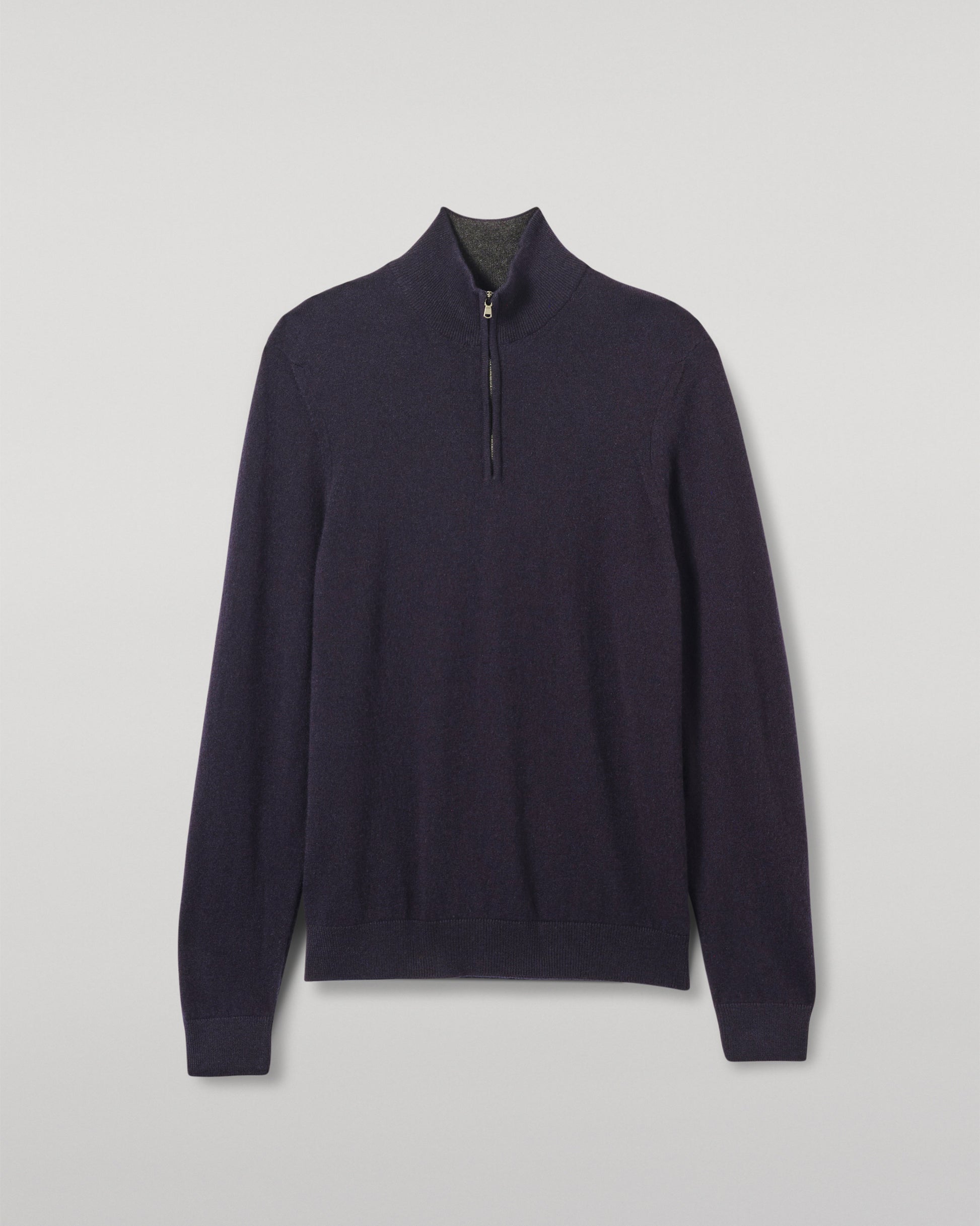 JOHNSTONS OF ELGIN MENS RORY CLASSIC HALF ZIP SWEATER CONTRAST TRIM NAVY & CHARCOAL 100% CASHMERE KAP05577Q26187