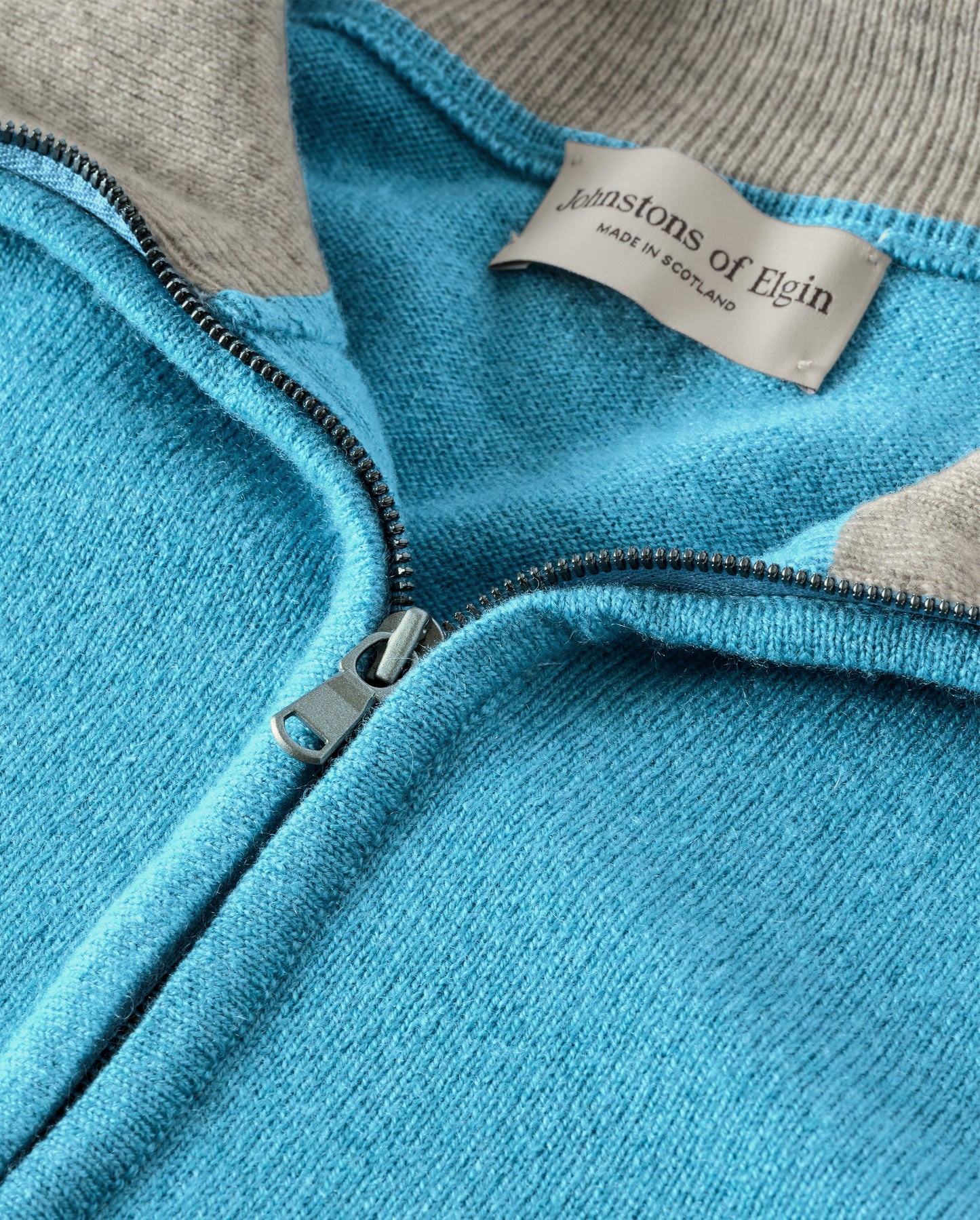 JOHSNTONS OF ELGIN MENS RORY CLASSIC HALF ZIP SWEATER CONTRAST TRIM 100% CASHMERE KAP05577Q26189