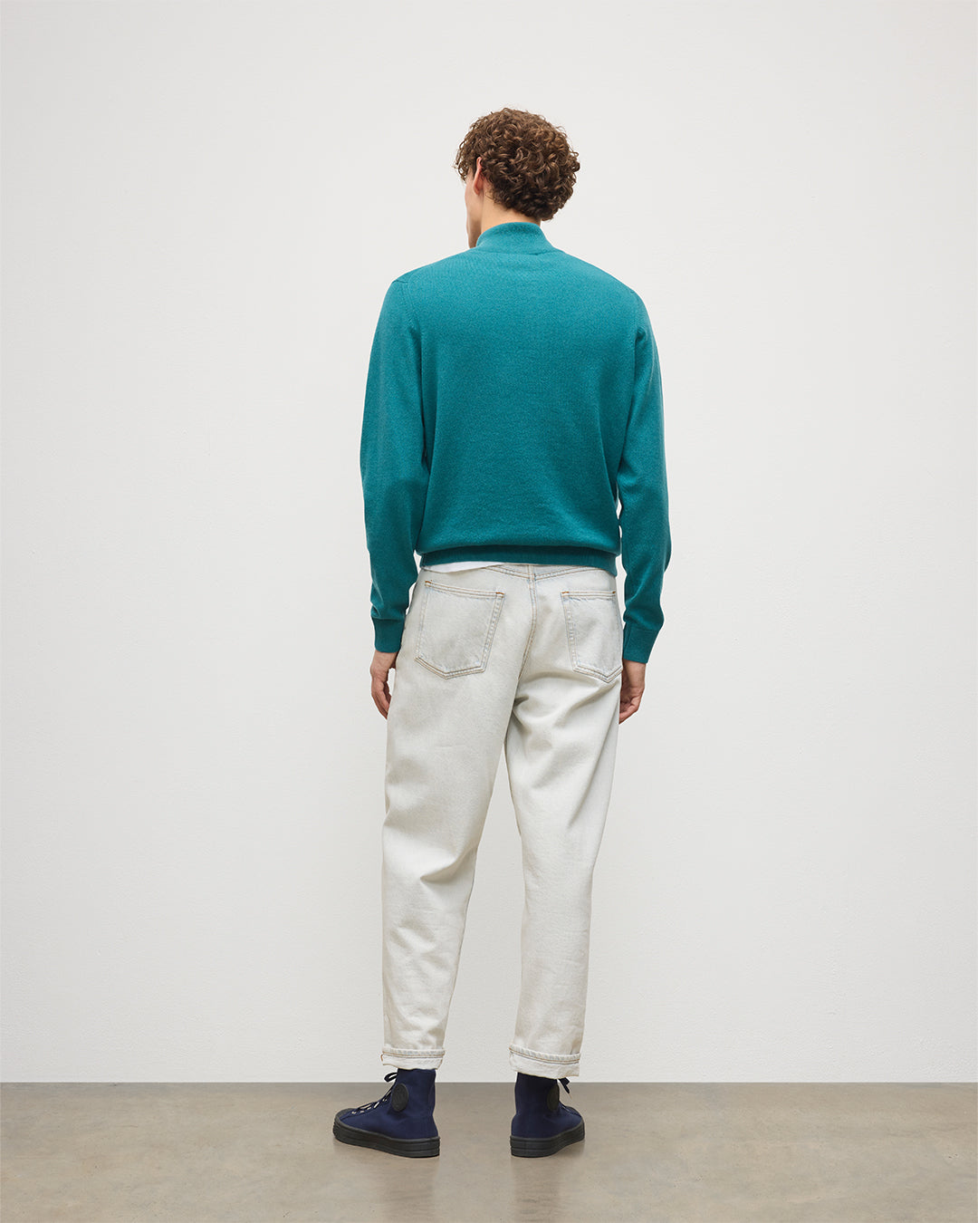 JOHNSTONS OF ELGIN MENS RORY CLASSIC HALF ZIP SWEATER CONTRAST TRIM 100% CASHMERE KAP05577Q26188