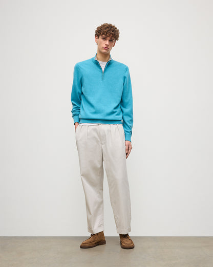 JOHSNTONS OF ELGIN MENS RORY CLASSIC HALF ZIP SWEATER CONTRAST TRIM 100% CASHMERE KAP05577Q26189