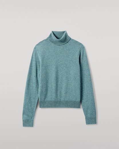 Johnstons of Elgin AW25 Women's Knitwear Seascape Classic Cashmere Green Roll Neck Jumper KAP05584HC0038