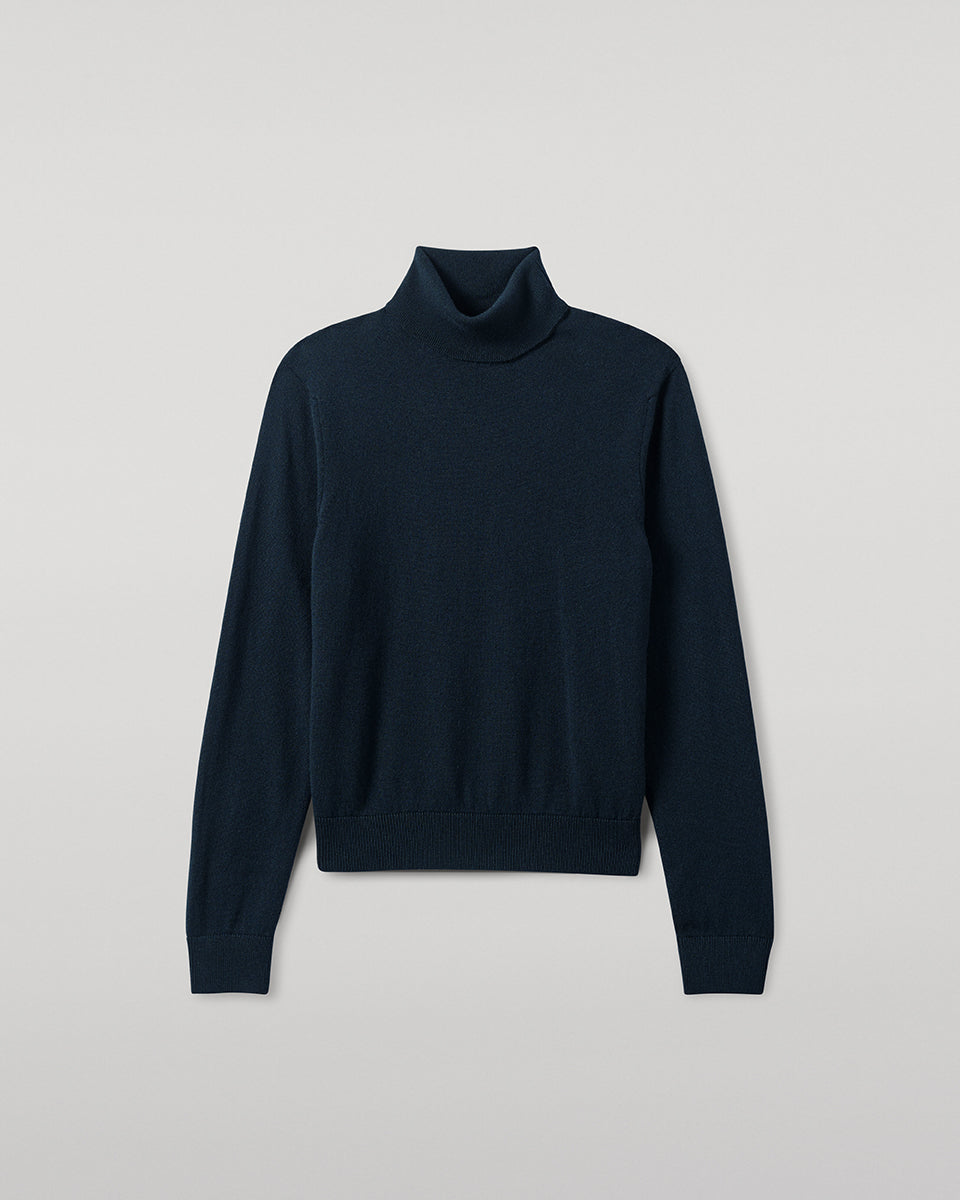 Johnstons of Elgin AW25 Women's Knitwear Bottle Green Classic Cashmere Green Roll Neck Jumper KAP05584SC7341