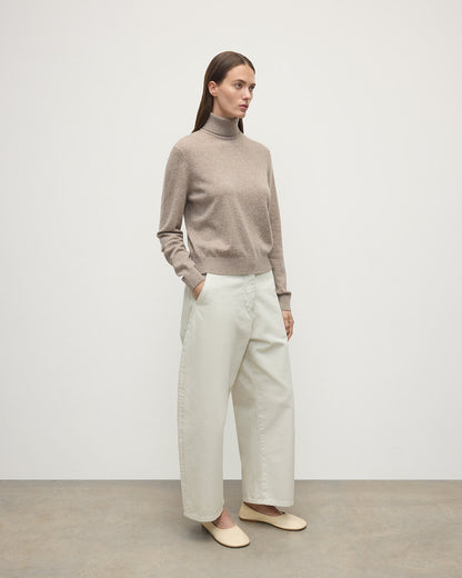 Johnstons of Elgin AW25 Women's Knitwear Ash Classic Cashmere Brown Roll Neck Jumper KAP05584HB4334