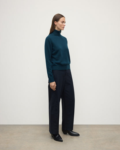 Johnstons of Elgin AW25 Women's Knitwear Bottle Green Classic Cashmere Green Roll Neck Jumper KAP05584SC7341