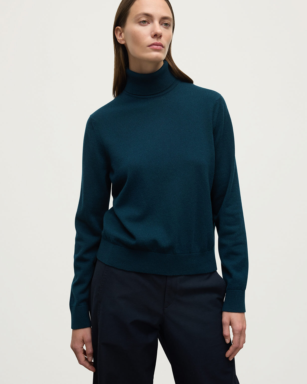 Johnstons of Elgin AW25 Women's Knitwear Bottle Green Classic Cashmere Green Roll Neck Jumper KAP05584SC7341