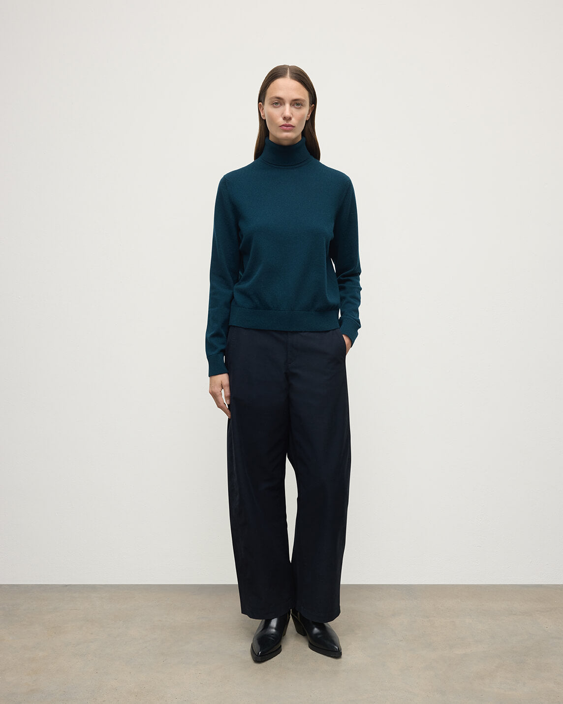 Johnstons of Elgin AW25 Women's Knitwear Bottle Green Classic Cashmere Green Roll Neck Jumper KAP05584SC7341