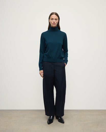 Johnstons of Elgin AW25 Women's Knitwear Bottle Green Classic Cashmere Green Roll Neck Jumper KAP05584SC7341