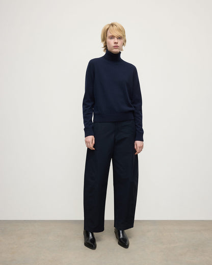 Johnstons of Elgin AW25 Women's Knitwear Dark Navy Classic Cashmere Navy Roll Neck Jumper KAP05584SD7666