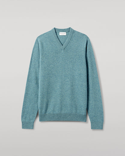 Johnstons of Elgin AW25 Men's Knitwear Seascape Classic Cashmere Green V Neck KAP05594HC0038