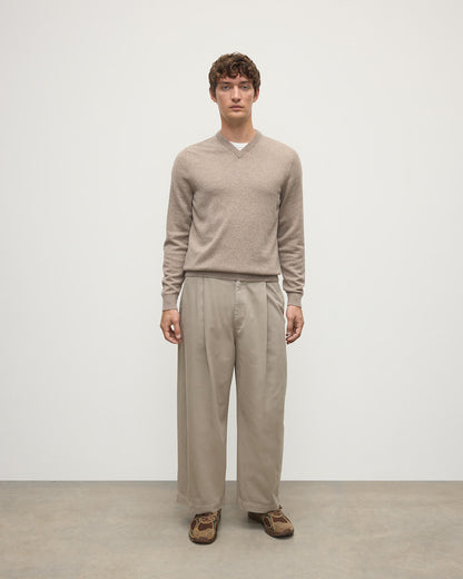 Johnstons of Elgin AW25 Men's Knitwear Ash Classic Cashmere Brown V Neck Jumper KAP05594HB4334