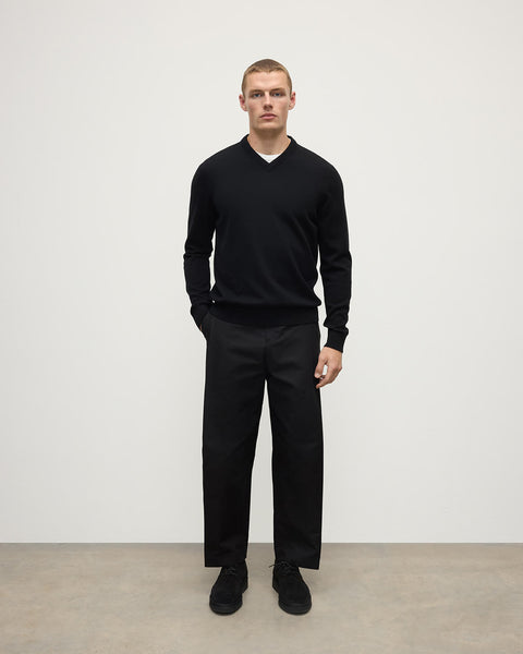ブラック・クラシック・カシミヤVネック・ジャンパー｜メンズ