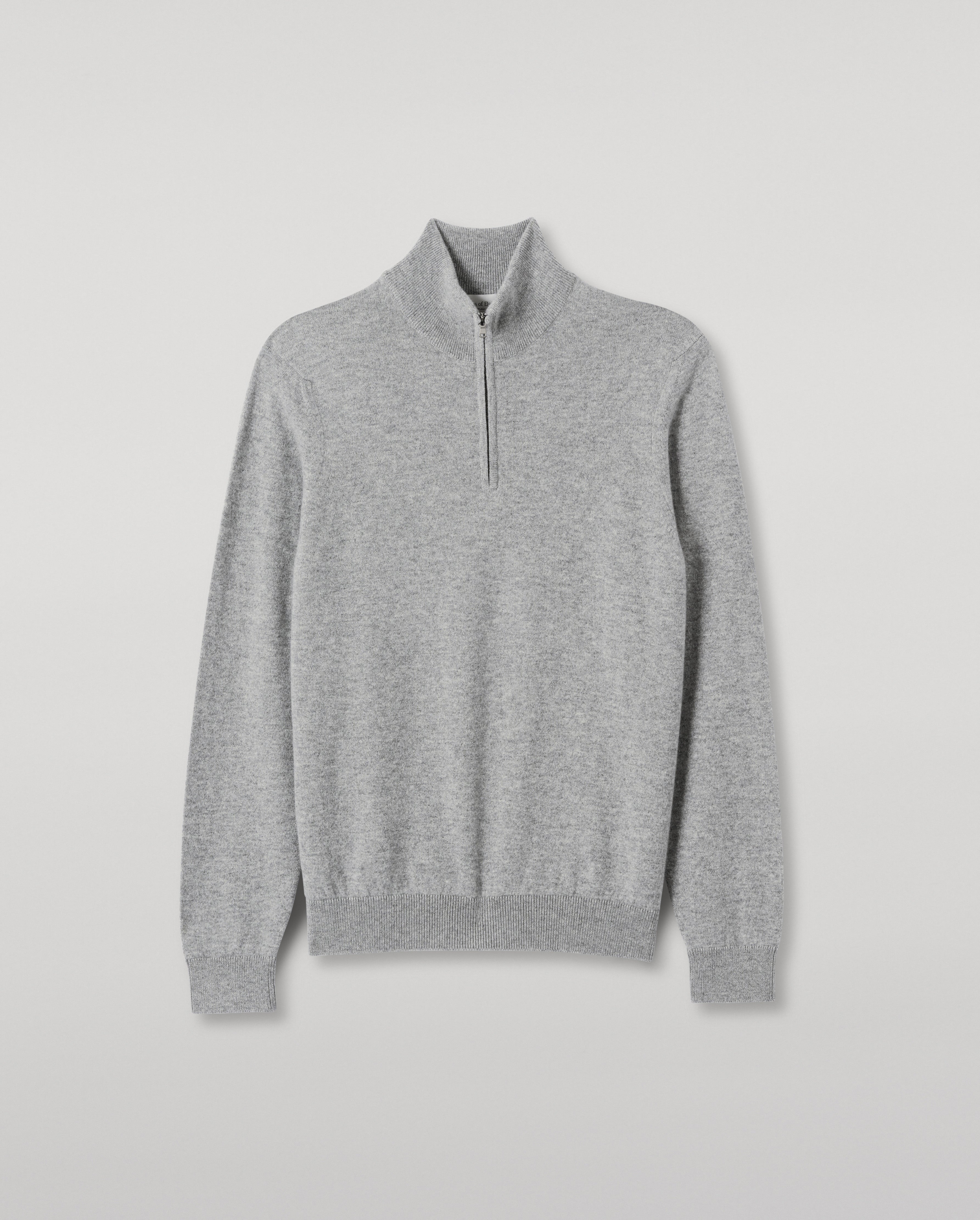 Rory Grey Classic Cashmere Zip Neck Jumper | Scottish Luxury