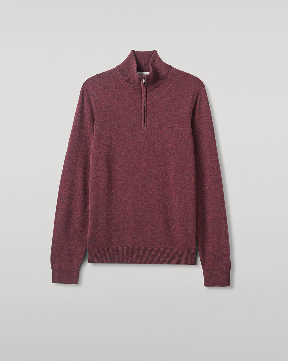 Damson Classic Cashmere Zip Neck Jumper | Men's Cashmere